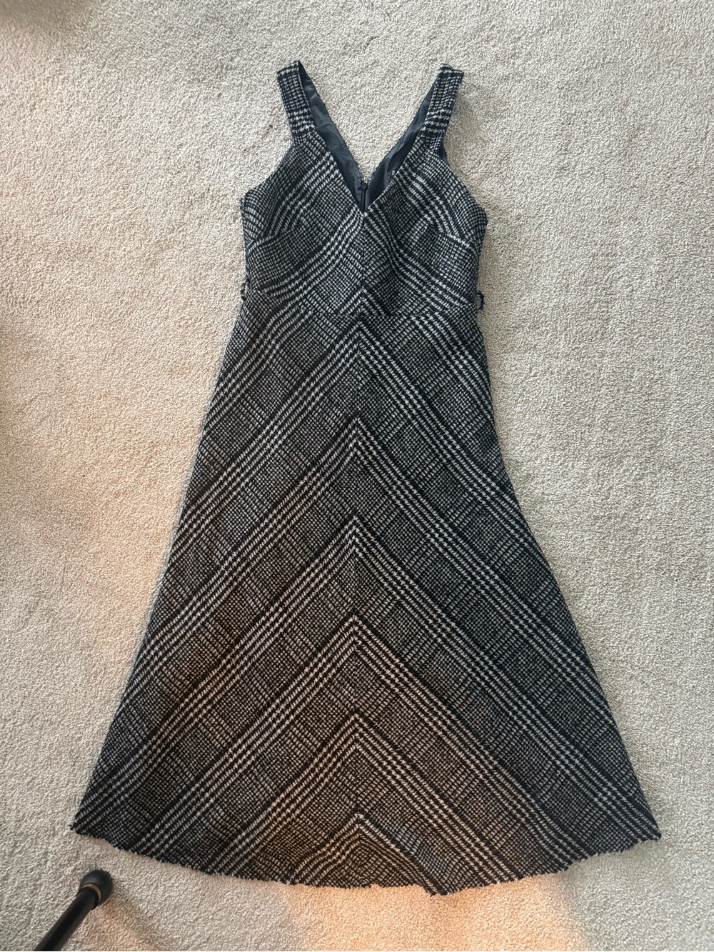 Mango Black and White Plaid Midi Dress